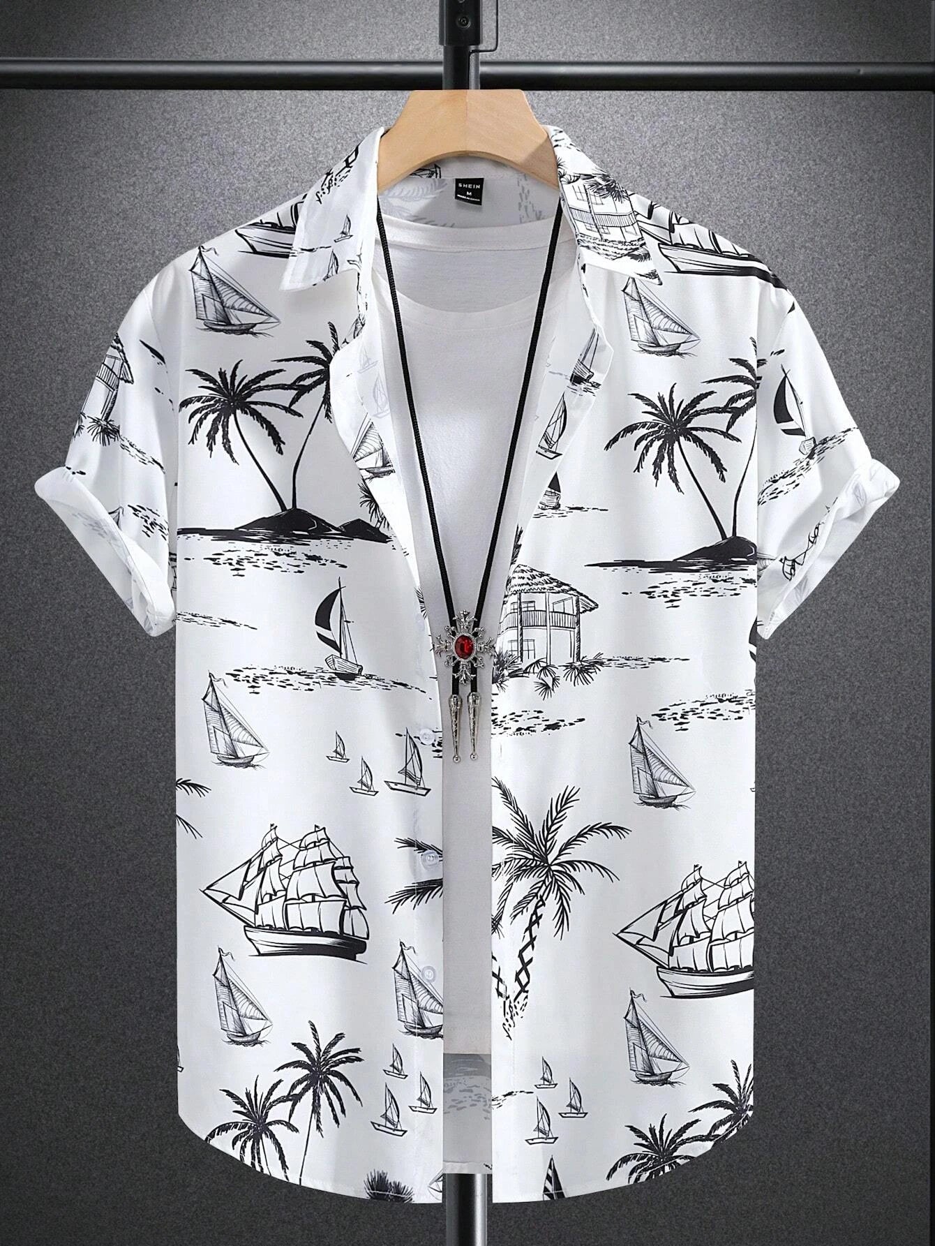 Chemises imprimées Palmiers homme été style décontracté vacances