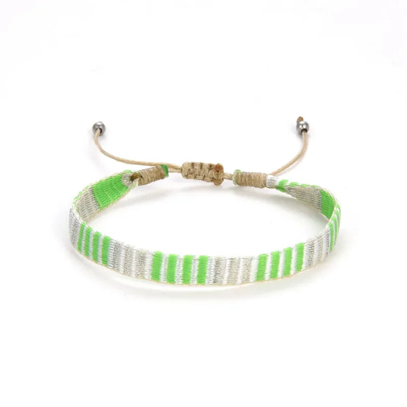 Bracelet Tissé Main Colombie Motifs Ethniques Bohème Amitié - bracelets tissés GoHappy