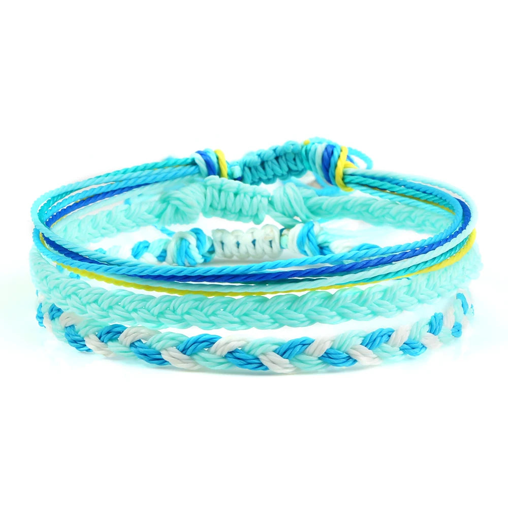 Bracelet Dharamsala océan tressé porte-bonheur en coton réglable