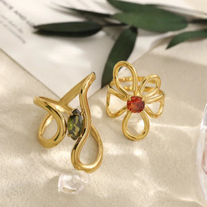 Bague Dorée Irrégulière — Plaqué Or 18K & Cristal Zircon - bague femme GoHappy