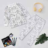 Pyjama Enfant à Colorier Créatif Réutilisable 6 Feutres Inclus