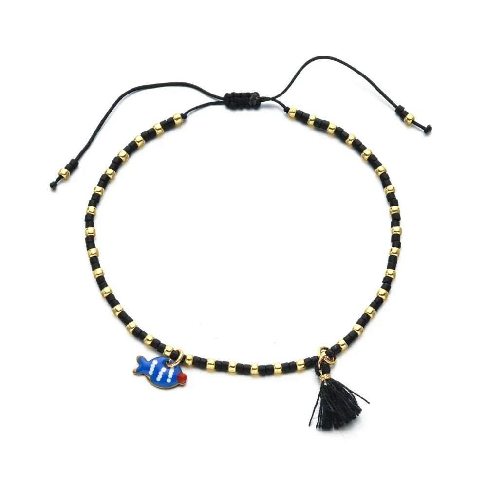 Bracelet femme boho perles Miyuki pompon coloré - bracelet perles GoHappy
