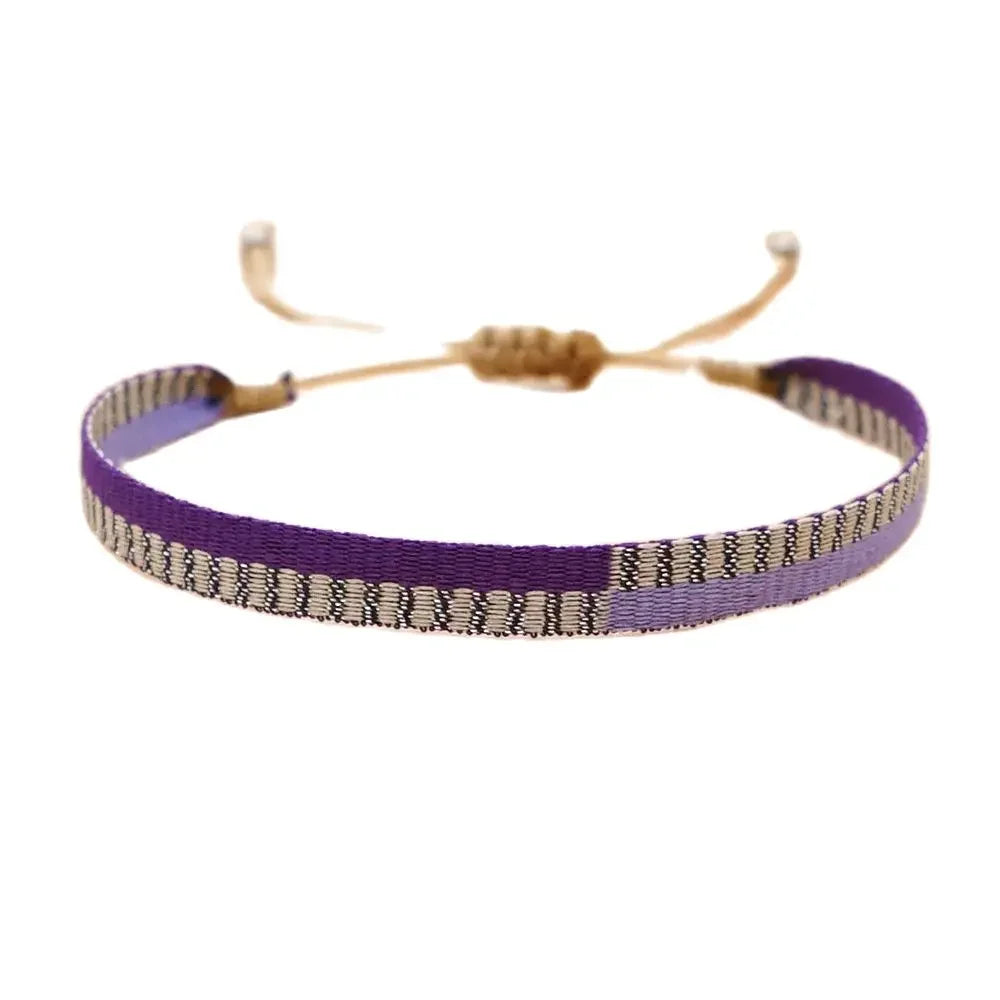 Bracelet Tissé Main Colombie Motifs Ethniques Bohème Amitié - bracelets tissés GoHappy