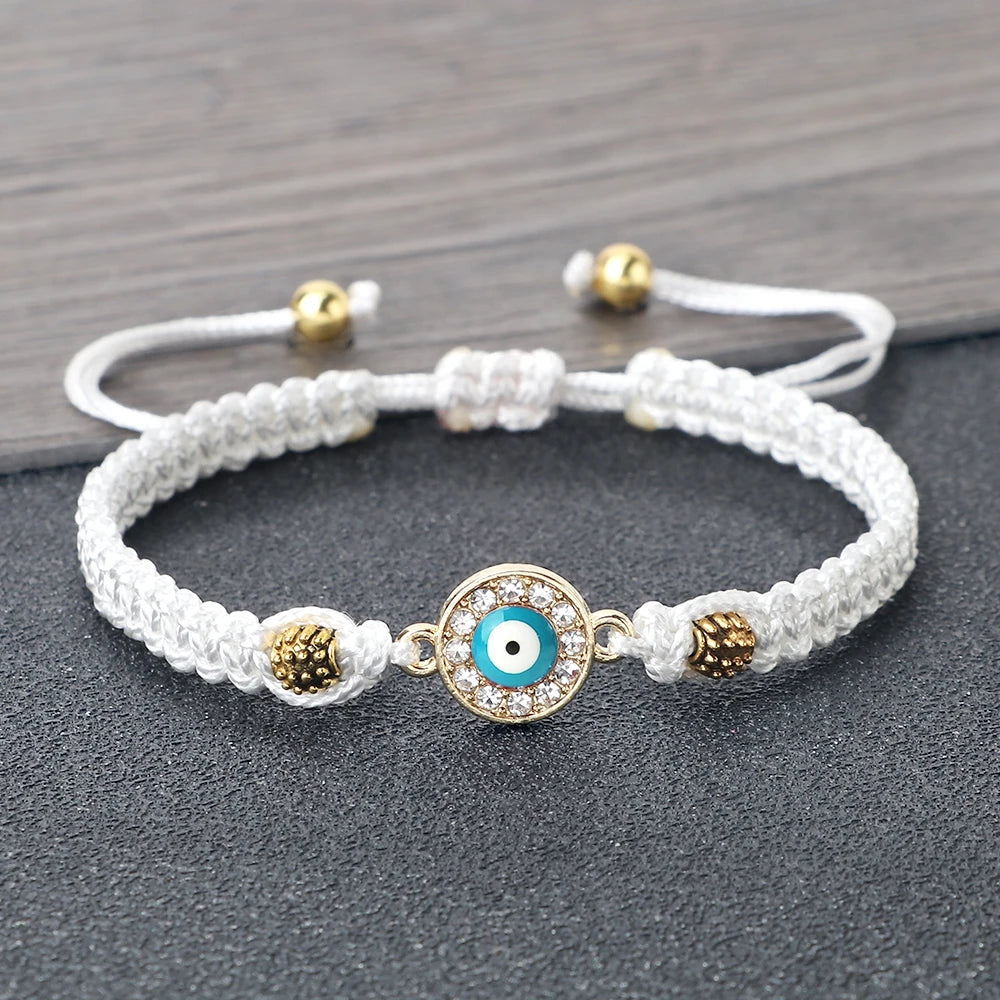 Bracelet Porte-Bonheur Evil Eye en Coton Tressé, Unisexe