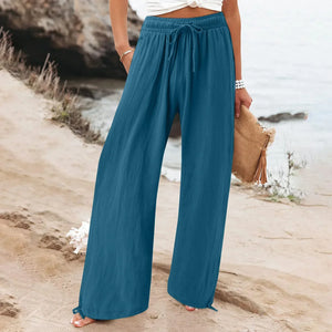 Pantalon Large Femme Fluide Été – 18 Coloris, Poches, Taille Élastique - pantalon fluide femme GoHappy