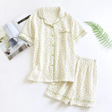 Ensemble Pyjama Femme Coton Crêpe Fleuri 2-3 Pièces Manches Courtes - pyjama femme GoHappy