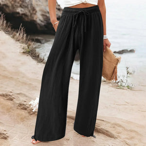 Pantalon Large Femme Fluide Été – 18 Coloris, Poches, Taille Élastique - pantalon fluide femme GoHappy
