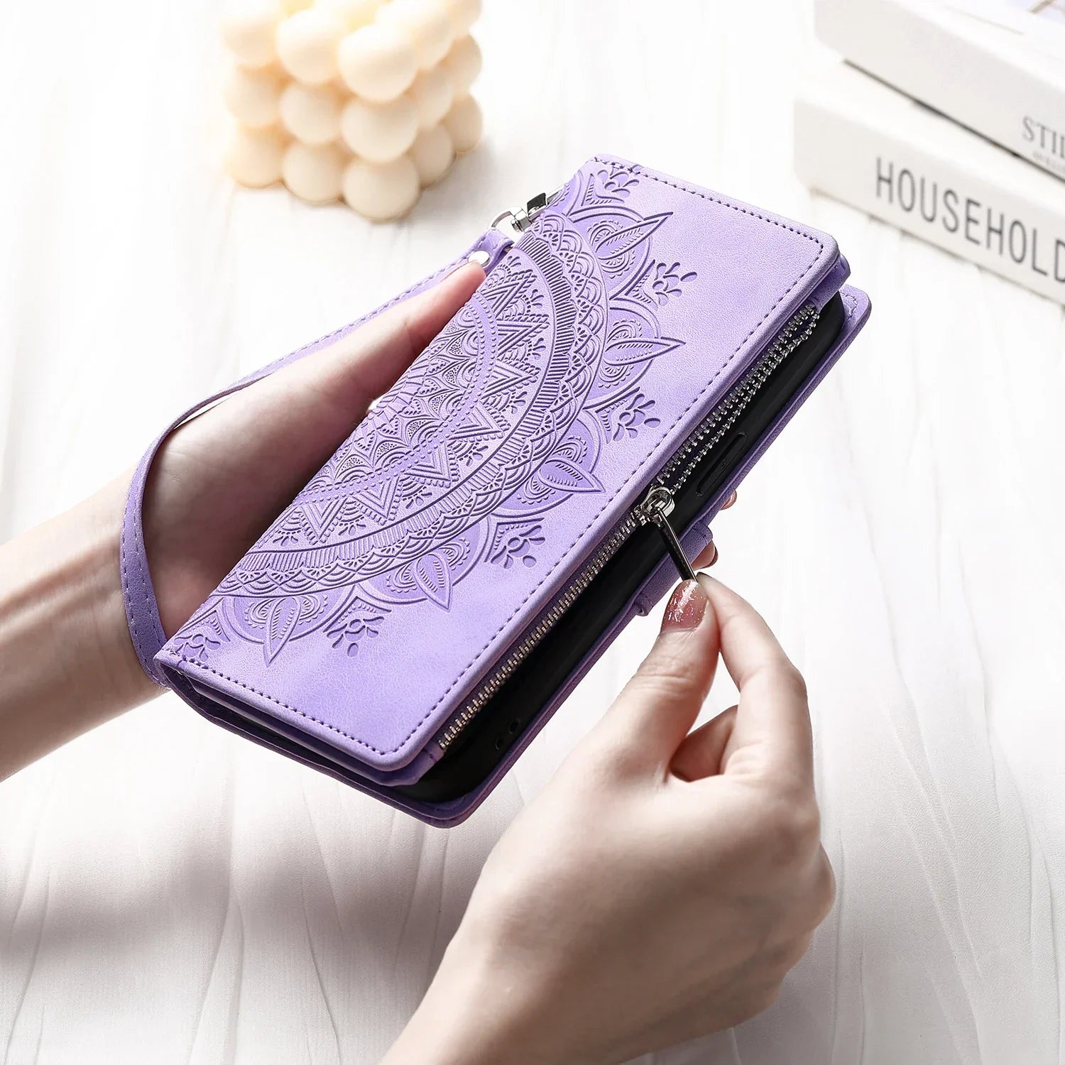 Protection Smartphone Samsung Galaxy Mandala Cuir Gaufré Porte-Cartes - Coques pour téléphones portables GoHappy