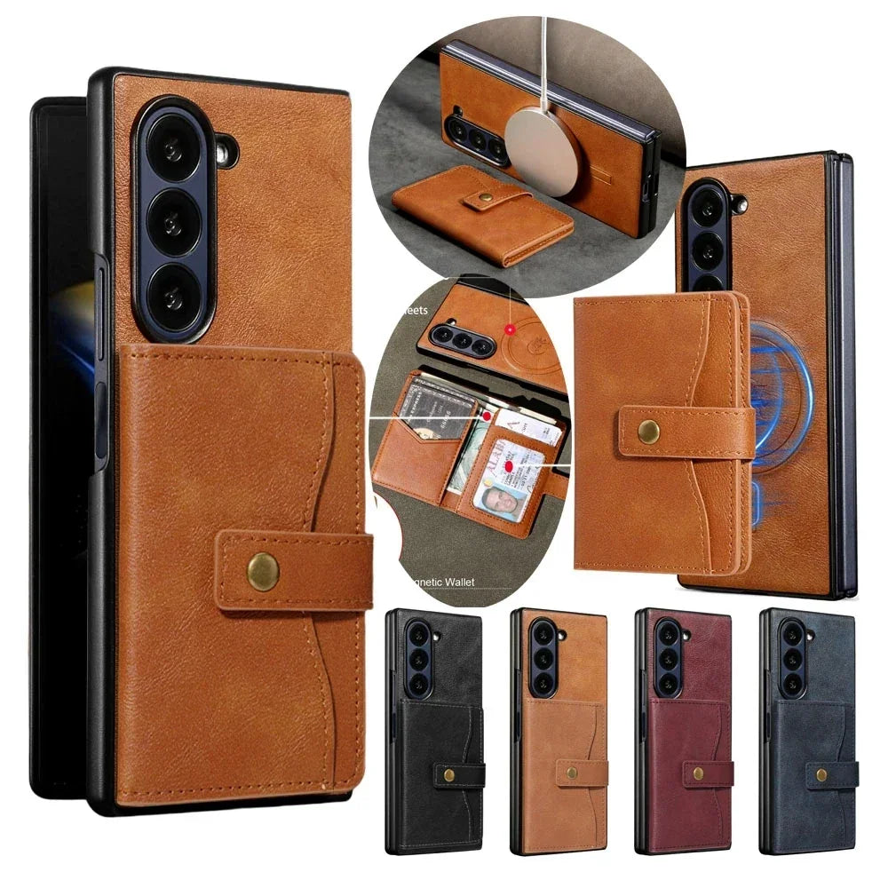 coque téléphone portefeuille cuir vintage magnétique multi-rangements GoHappy.fr