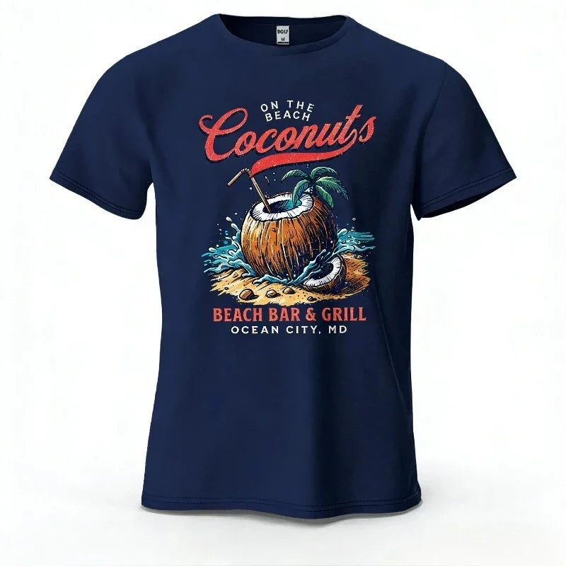 T-shirt Homme Coconuts Vintage Plage Graphique Coton Respirant - t-shirt homme GoHappy
