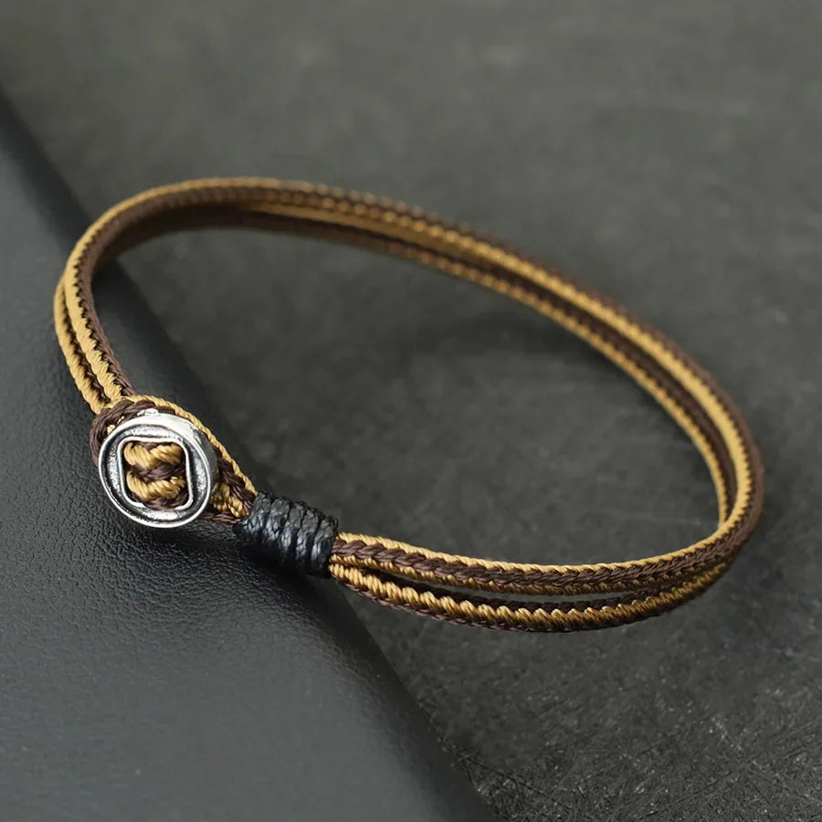 Bracelet homme double corde ethnique fait main Style Vintage