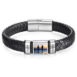 Bracelet en Cuir Homme Personnalisé Photo Famille Prénoms Gravés - bracelet prénoms homme GoHappy