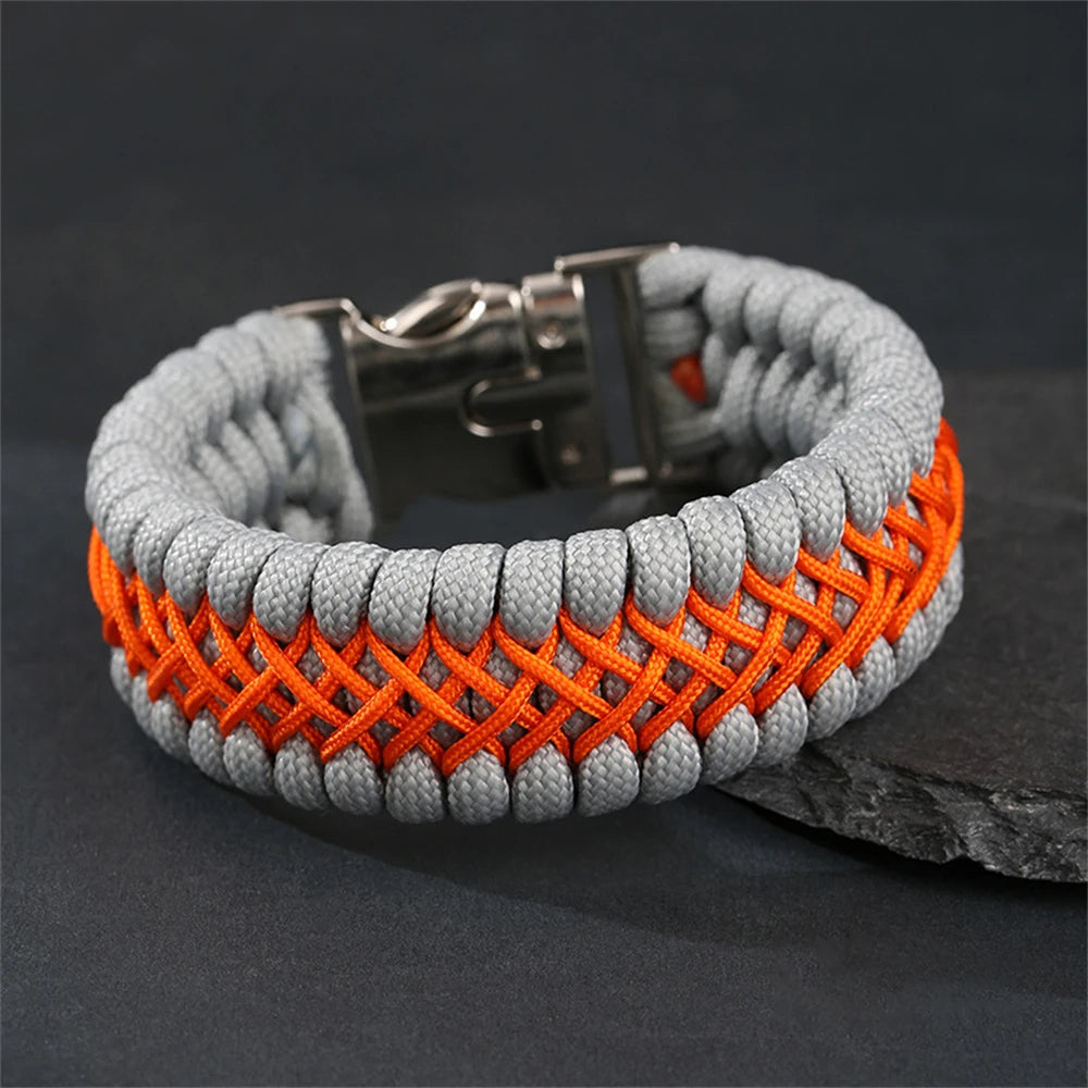 Bracelet Homme Paracorde Tressé Main Survie Nature Magnétique