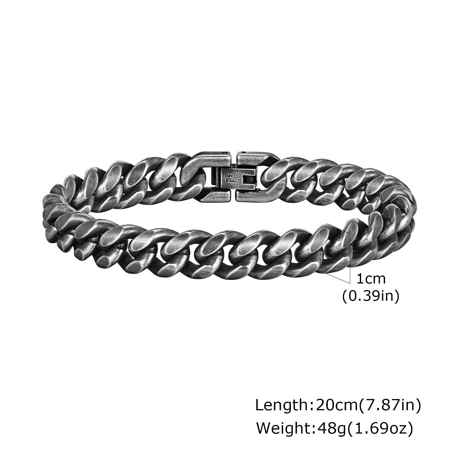 Bracelet Homme Maillons Épais Acier Street Style Gris Argenté Rock