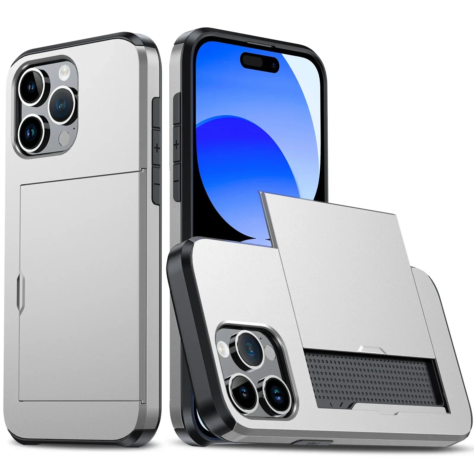 Coque iPhone toutes versions du 16 au 11 avec porte-cartes caché