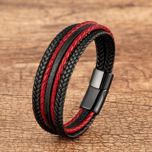 Bracelet Masculin Cuir Tressé Style Bohème Fermoir Aimanté - bracelet cuir GoHappy