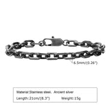 Bracelet Homme Maillons Épais Acier Street Style Gris Argenté Rock