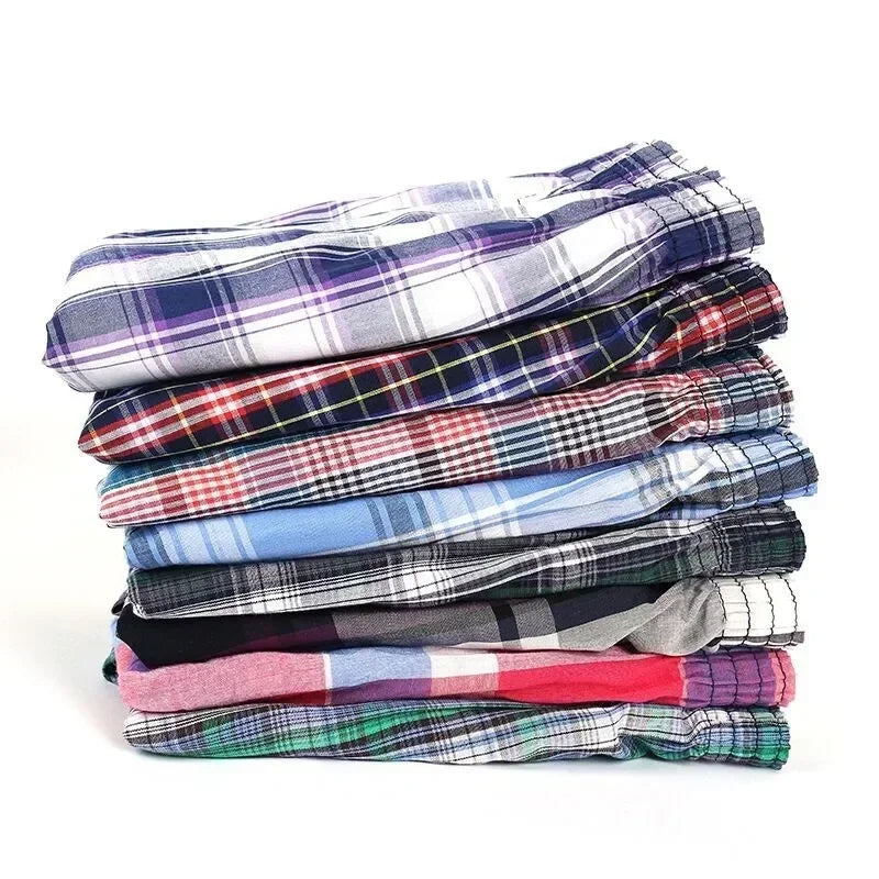 Lot 5 Boxers Homme Coton Respirant Carreaux Grande Taille S-6XL - Caleçons boxeurs GoHappy