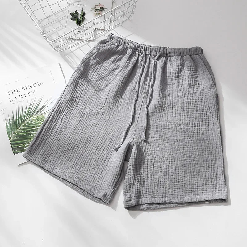 Songe short de pyjama 100 % coton, modèle Homme Gris Galet, taille élastique
