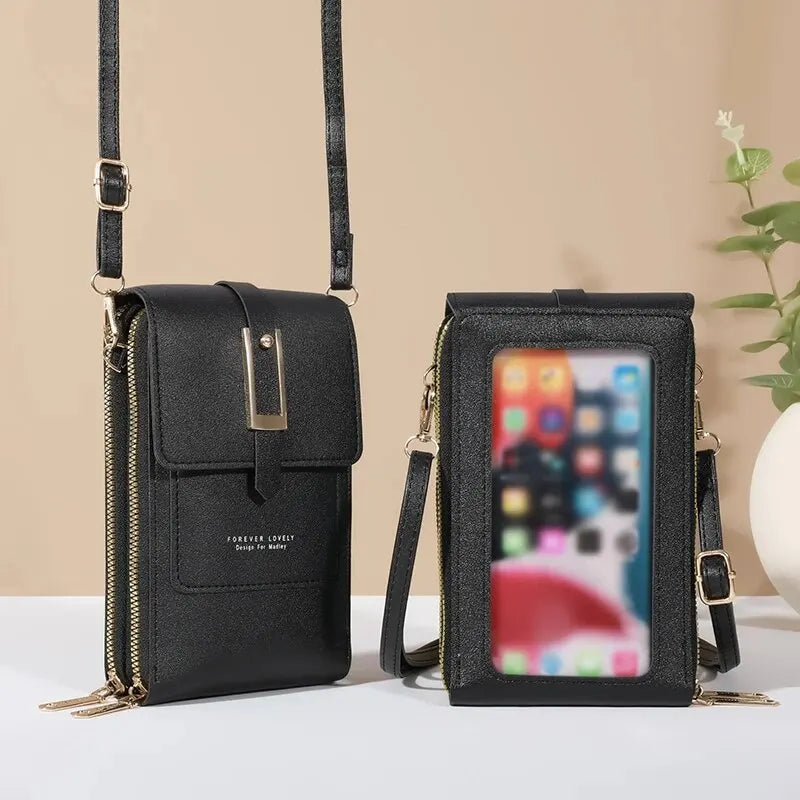 Pochette tactile smartphone et portefeuille avec bandoulière