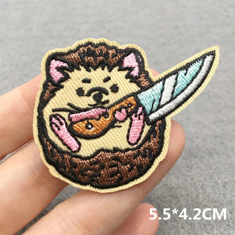 Patchs Brodés Chats Thermocollants Écussons Cartoon Vêtements Sacs