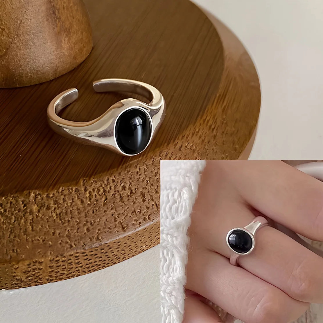 Bague femme Atelier Reflets Cabochon Minuit bijou fantaisie GoHappy France