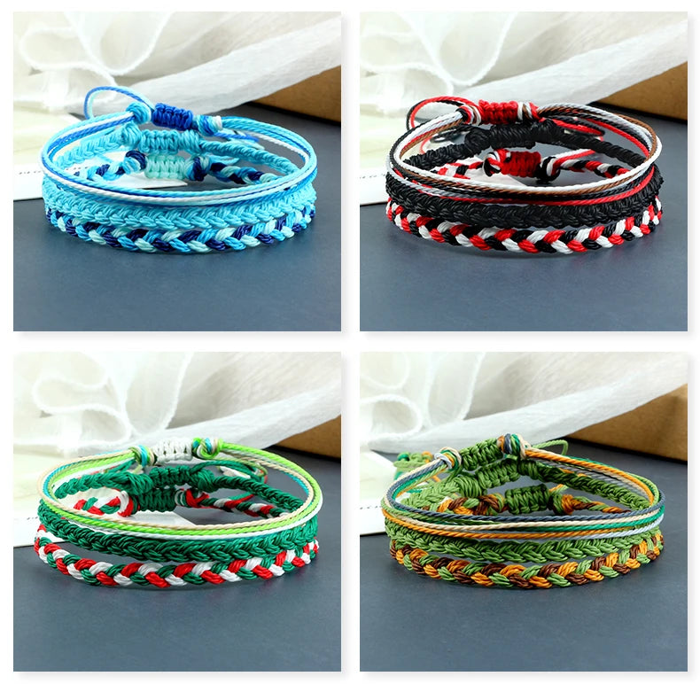 Bracelet Lhassa sable cordon tressé porte-bonheur réglable