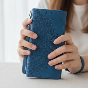 Protection Smartphone Samsung Galaxy Mandala Cuir Gaufré Porte-Cartes - Coques pour téléphones portables GoHappy