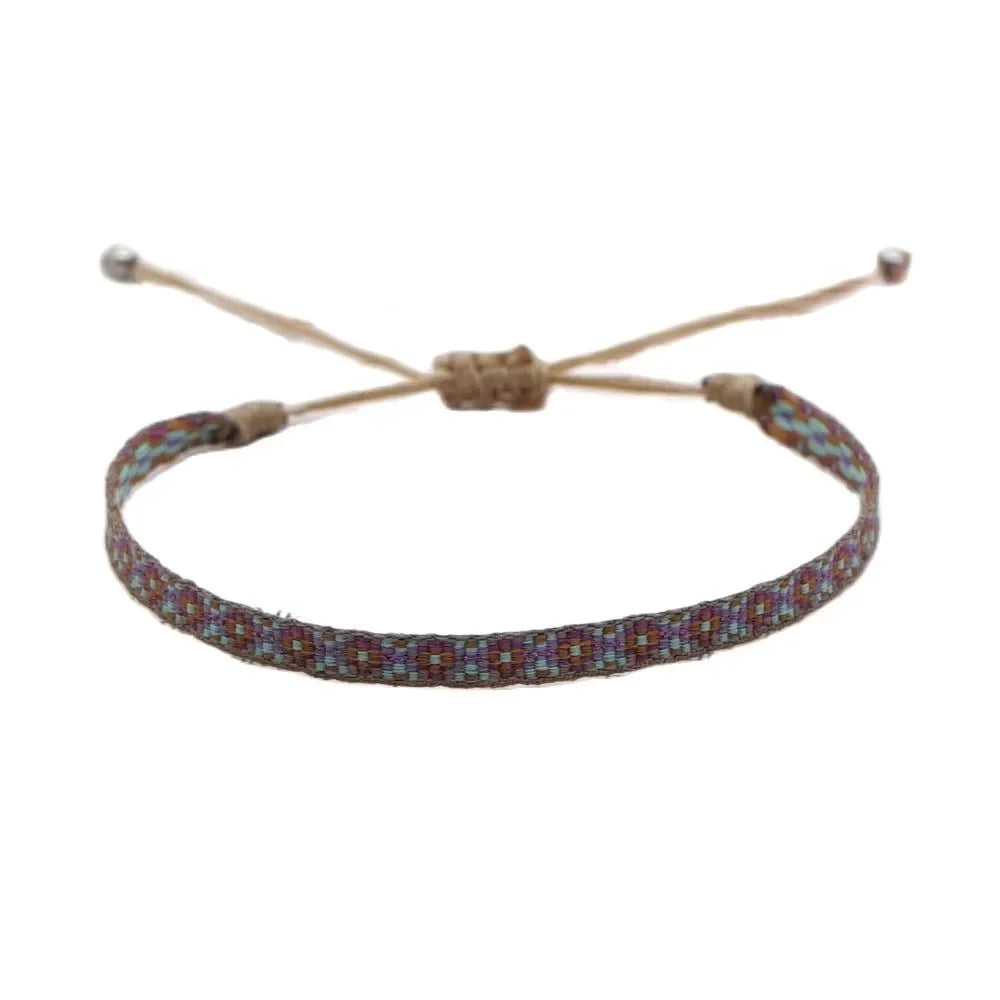 Bracelet Tissé Main Colombie Motifs Ethniques Bohème Amitié - bracelets tissés GoHappy