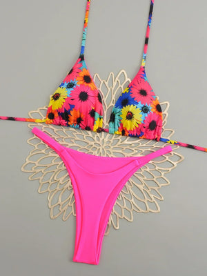 Bikini Tropicana String Triangle Femme Imprimé Exotique Rembourré - maillots de bain femme GoHappy