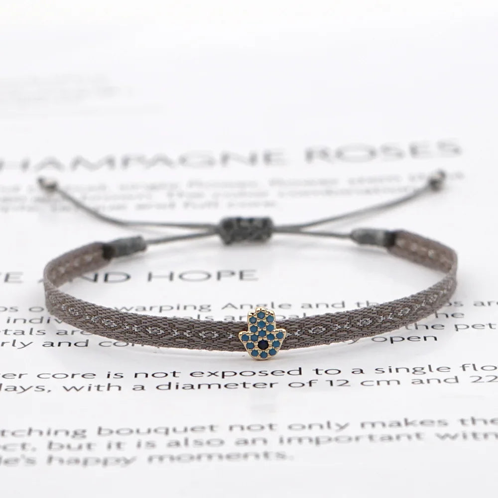 Bracelet Amitié Femme Coton Fin - Charm Cœur Strass Ajustable - bracelets femme cordon GoHappy