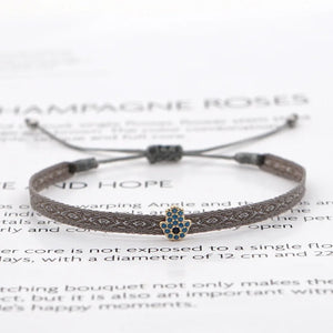 Bracelet Amitié Femme Coton Fin - Charm Cœur Strass Ajustable - bracelets femme cordon GoHappy