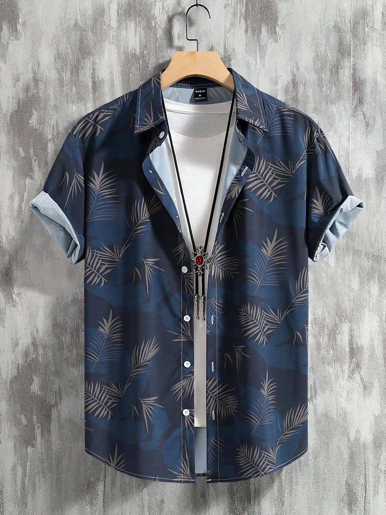 Chemises imprimées Palmiers homme été style décontracté vacances