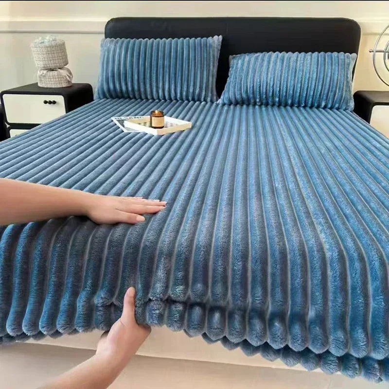 Drap-Housse Hiver Flanelle Épaisse Velours Doux - drap-housse GoHappy