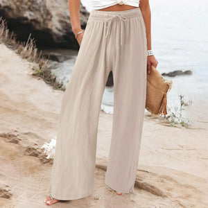 Pantalon Large Femme Fluide Été – 18 Coloris, Poches, Taille Élastique - pantalon fluide femme GoHappy