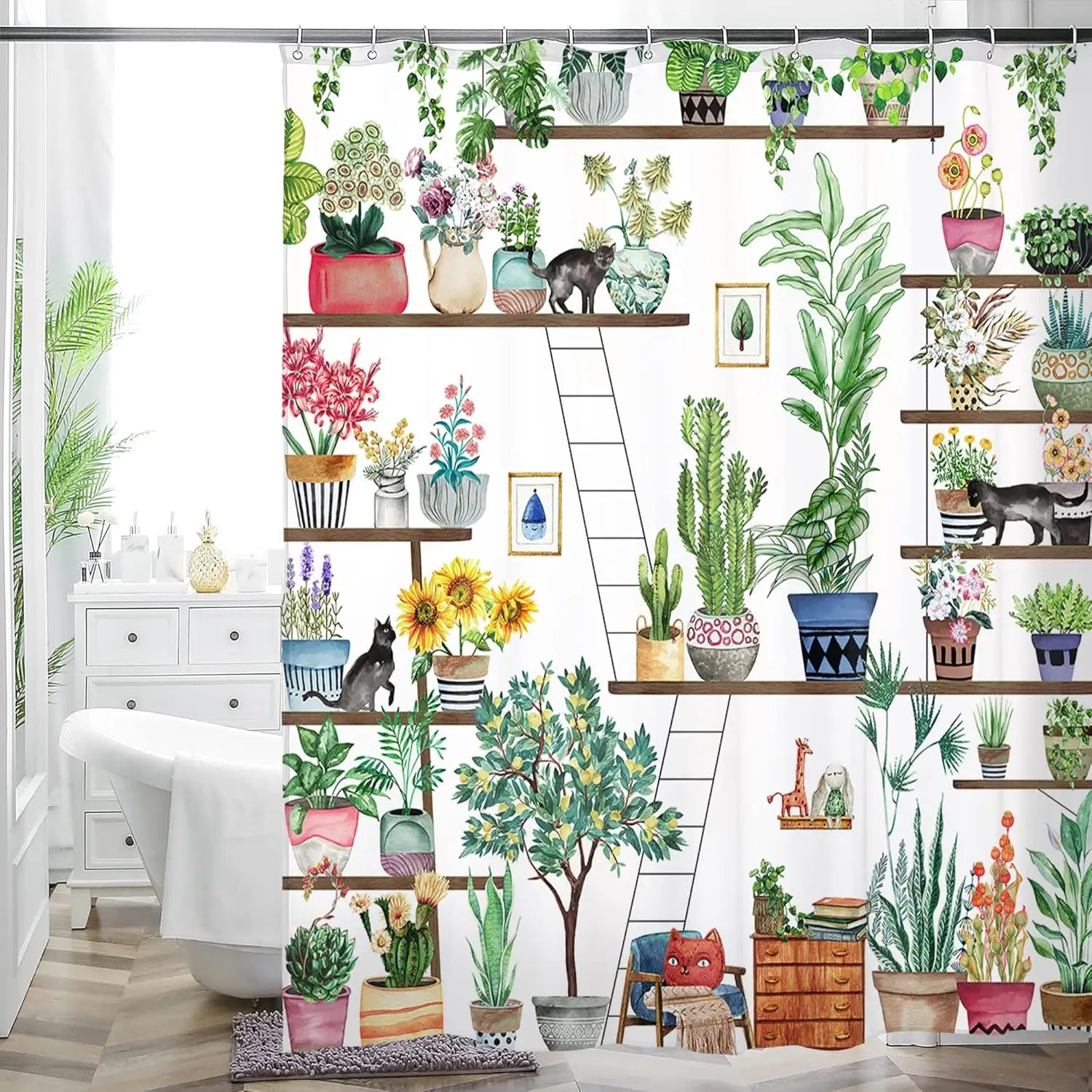 Rideau Douche Inspirant Nature Plantes 26 Designs Multi-Tailles