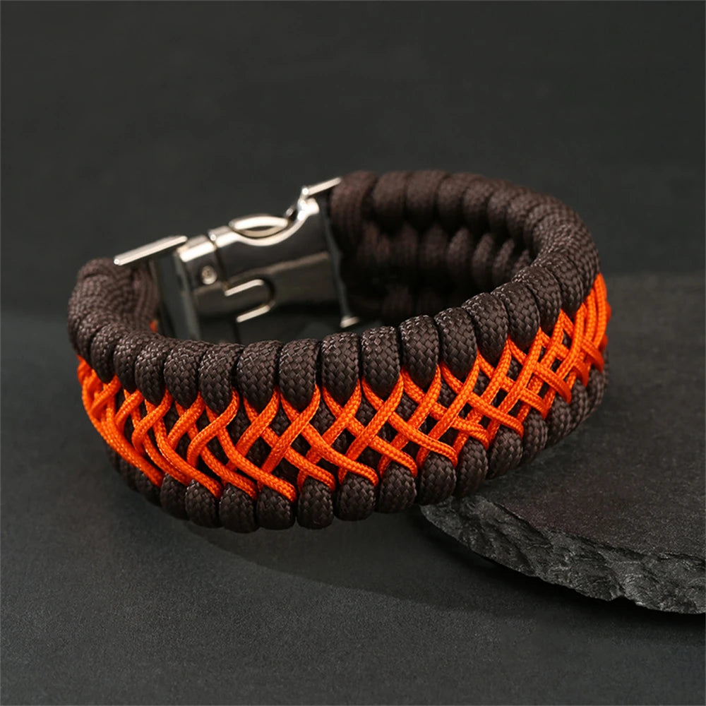 Bracelet Homme Paracorde Tressé Main Survie Nature Magnétique