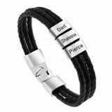 Bracelet Prénoms Famille Atelier cuir-acier - bracelet prénoms homme GoHappy