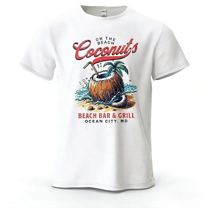T-shirt Homme Coconuts Vintage Plage Graphique Coton Respirant
