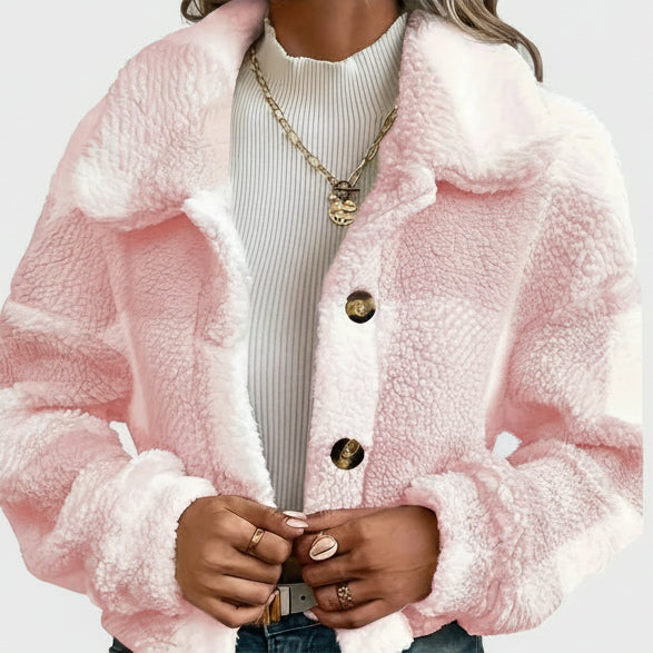 Manteau Court Teddy Femme Carreaux Chaud Automne Hiver Casual - manteau femme GoHappy