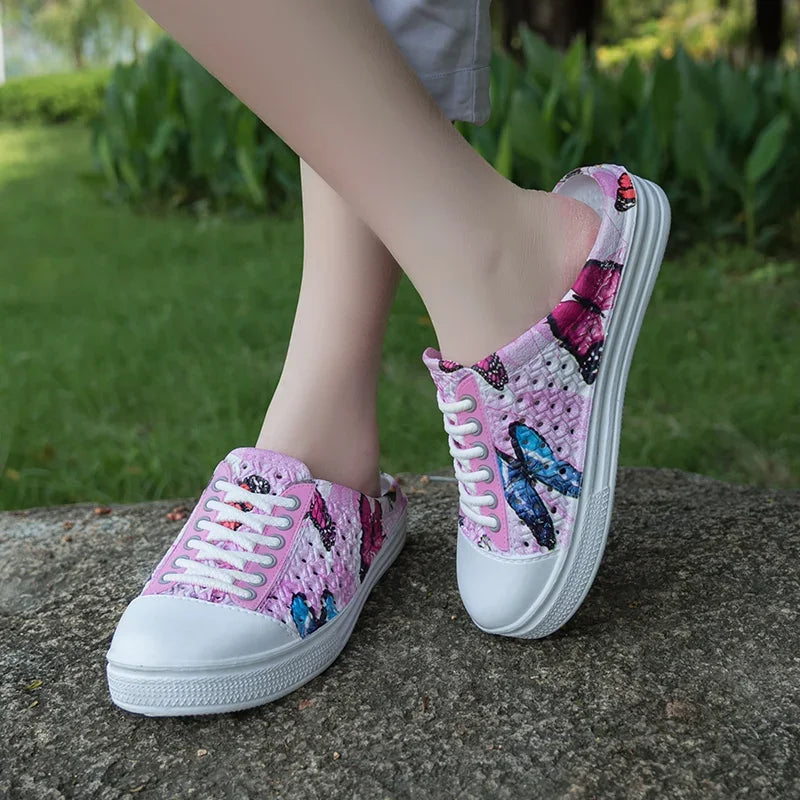 Rio Bloom baskets-mules papillons légères chic