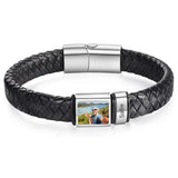Bracelet en Cuir Homme Personnalisé Photo Famille Prénoms Gravés - bracelet prénoms homme GoHappy