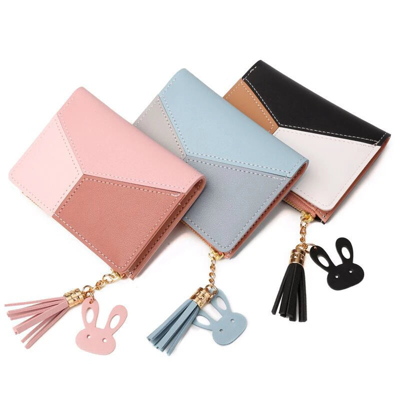 Portefeuille Femme Compact en Cuir avec Pochette Zippée