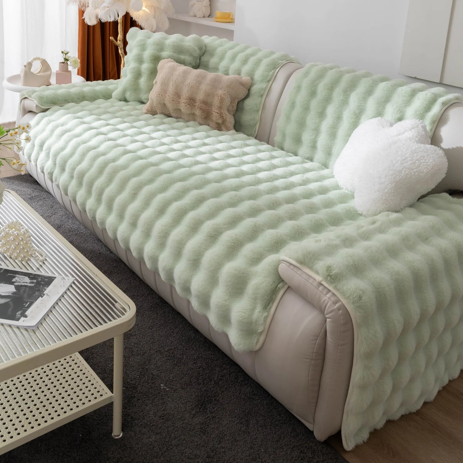 Plaid Canapé Imitation Fourrure Lapin Doux 11 Coloris