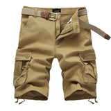 Short cargo homme été coton multipoches plage casual urbain