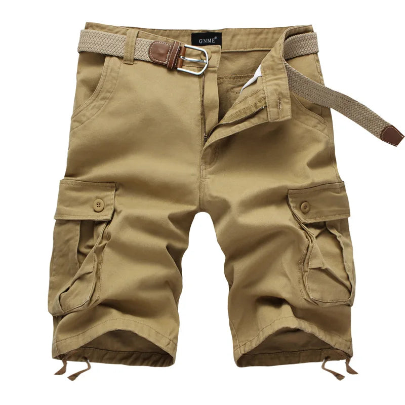 Short cargo homme été coton multipoches plage casual urbain