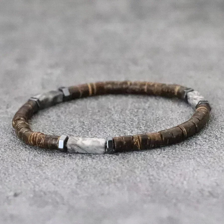 Coconut Coast bracelet homme perles coco et pierres naturelles - GoHappy