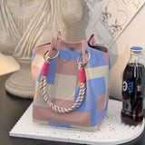 Sac Main Seau Tricoté Multicolore Rétro Coton Bohème Artisanal - sacs à main GoHappy