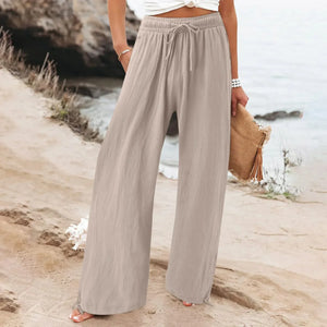 Pantalon Large Femme Fluide Été – 18 Coloris, Poches, Taille Élastique - pantalon fluide femme GoHappy