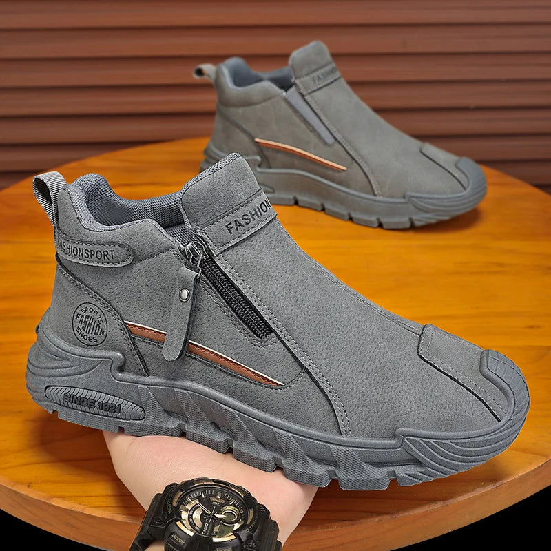 Ridge Gris Ardoise bottines homme zip latéral